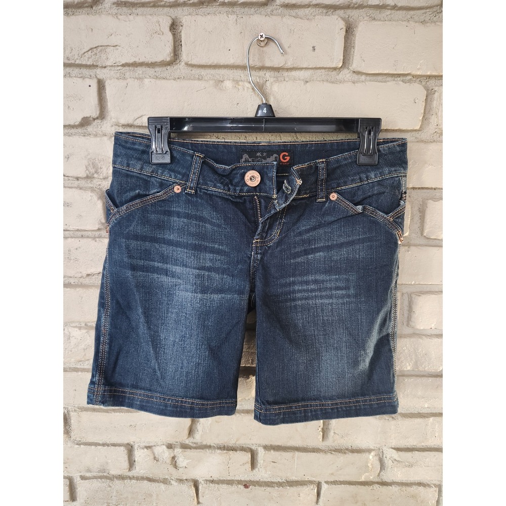 G by Guess Womens Dark Wash Denim Bermuda Shorts